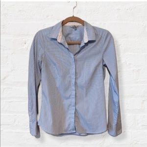 Light Blue and White Striped Button up Blouse | Size 6